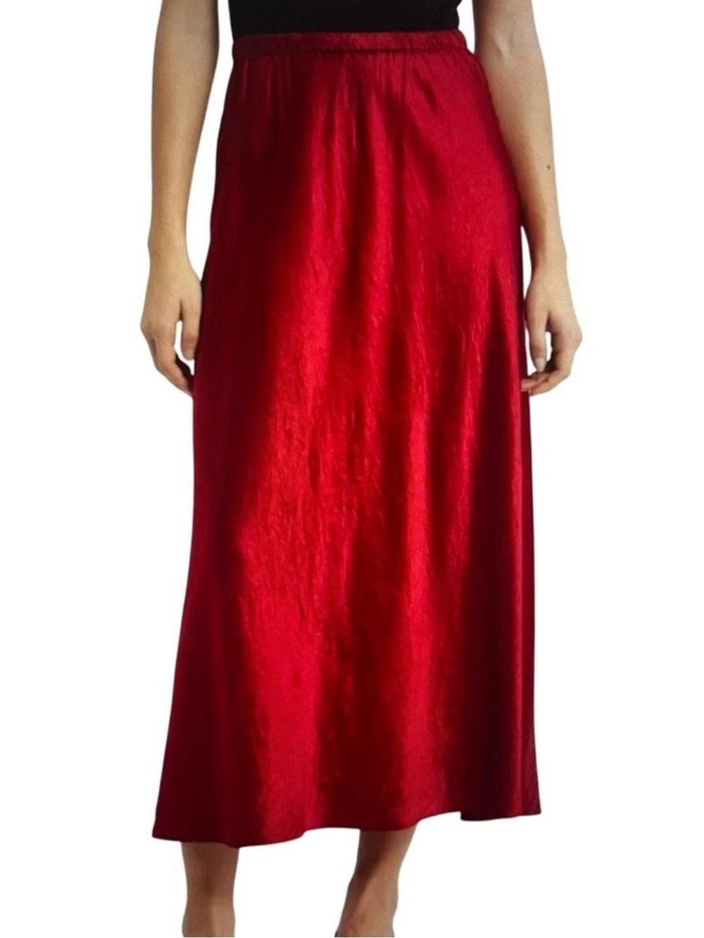 Eileen Fisher Textured Satin Elastic Waist Bias Maxi Skirt, in Ruby